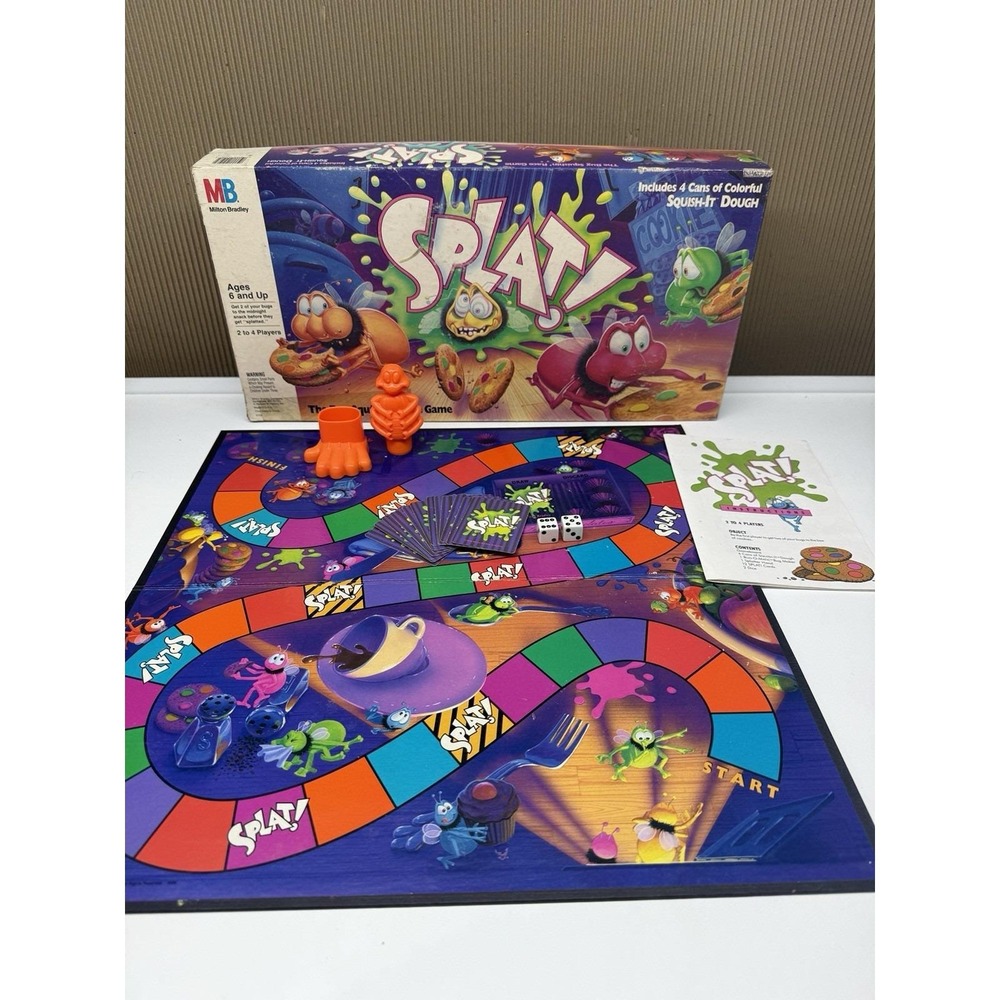 SPLAT! 1990 Milton Bradley The Bug Squishing Race Game Complete *Needs New Dough